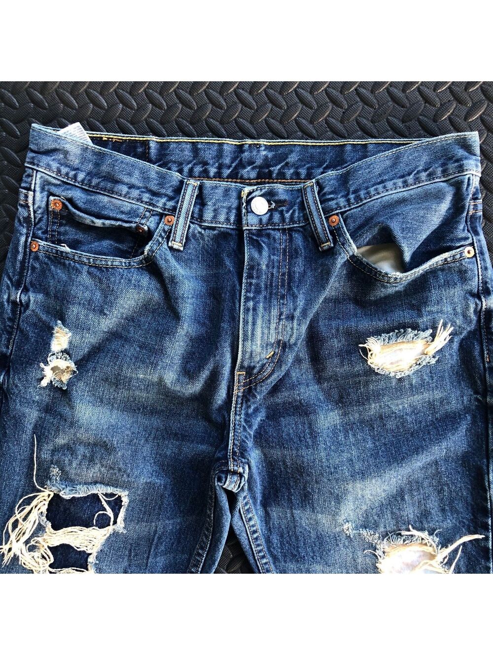 Levi's 511 Distressed Blue Denim Jeans Made in Colombia 34x32 - Picture 2 of 10